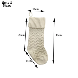 Detailed size specifications for a small knitted Christmas stocking with wave pattern