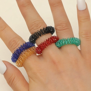 Spiral Massagering Finger Eisen Metall Stressabbau Feder Fidget Ring Für Herren Damen Sensorische Massage Fingerring