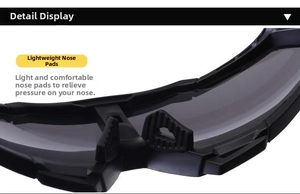 Close-up of lightweight anti-slip rubber nose pads on professional cycling sunglasses