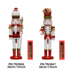 38cm candy theme nutcracker king soldier wooden Christmas decor figurines set