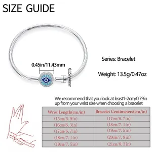 Detailed size guide for silver-plated Tree of Life charm bracelet with measurements