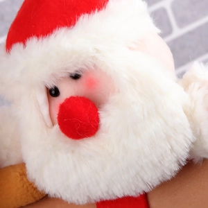 Plush Santa Claus snap bracelet with soft red fabric and white fluffy beard for kids