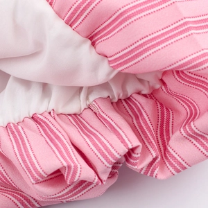 Camicia a righe rosa a maniche lunghe con polsini elastici e fodera bianca per donna