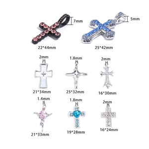 Cross pendants set with colorful rhinestones and dimensions for jewelry making