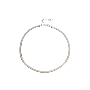 Minimalist silver herringbone snake chain necklace with lobster clasp and extension