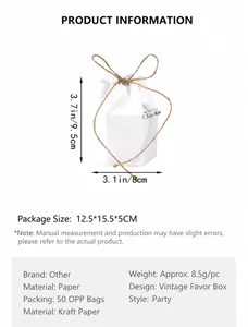 White yurt-shaped kraft paper gift box with rustic hemp rope handle and 9.5cm height