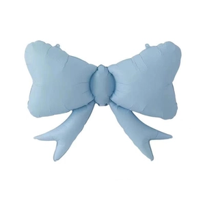 Large matte light blue bow-shaped aluminum foil balloon for party decoration