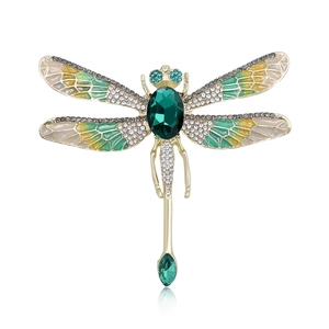 Fashion Large Dragonfly Brooch For Women Alloy Rhinestone Enamel Insect Shape Corsage Pins Jewelry Clothes Accessories Gift