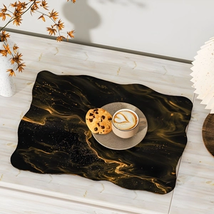 Irregular black and gold marble resin tray mold with wave edges for DIY coasters
