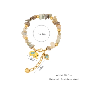 Detailed sizing and specifications for natural stone beaded bracelet with charms