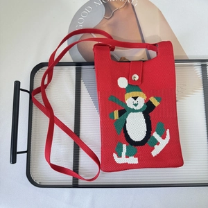Cute Cartoon Penguin Knitted Crossbody Phone Bag Women Small Mini Shoulder Bag With Magnetic Clasp Trendy