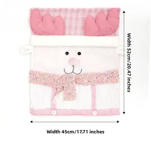 Detail of pink reindeer plush chair cover with dimensions 52cm by 45cm for Christmas decor