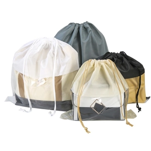Dustproof handbag storage bags with transparent PVC window and drawstring in four colors