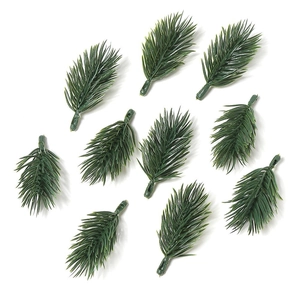 Set of 10 artificial green pine needles for DIY Christmas floral arrangements and decor