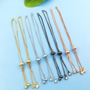 Adjustable slider chains in gold, silver, black, and rose gold with cubic zirconia details