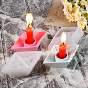 DIY geometric paper boat candle holder silicone mold for resin casting and plaster ornaments