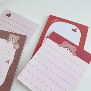 Cute Cartoon Bear Cherry Memo Pads Tearable Paper Note Pad For Office School Supplies Korean Ins Style Stationery