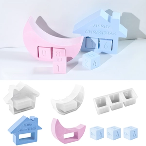 Moule En Silicone Pour Calendrier De Noël DIY Maison Lune Dés Formes Résine Plâtre Décor De Table Maison Créatif Nouveauté
