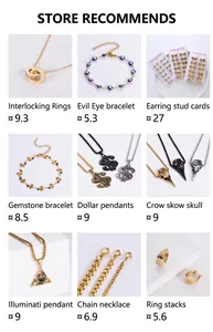 Detailed catalog of 304 stainless steel earrings and necklaces in various styles