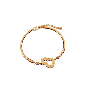 Bracciale placcato oro 18 carati con ciondolo Wu Lou scavato e catena regolabile per donna
