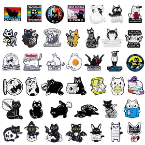 Cartoon Cat Enamel Pin Funny Animal Metal Brooch Zinc Alloy Badge For Jacket Bag Decoration Kawaii Aesthetic Novelty Gift