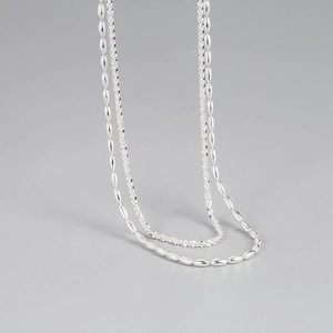 S925 Sterlingsilber Doppelreihige Halskette Für Damen Minimalistische Reisperlen Choker Elegante Schimmernde Schlüsselbeinkette Schmuck Geschenk