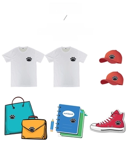 Süße schwarze Katzenpfoten-Stickerei auf T-Shirt, Hut, Tasche und Leinwandschuhen