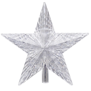 Crystal clear plastic star tree topper with 3D radial texture for Christmas tree decor