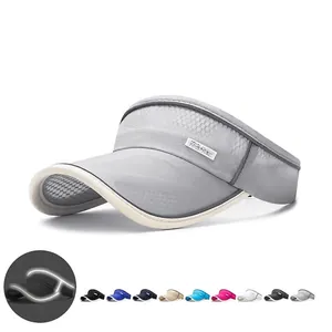 Reflective Sun Visor Hat For Women Empty Top Breathable Mesh Quick Dry Long Brim Sports Running Adjustable Polyester