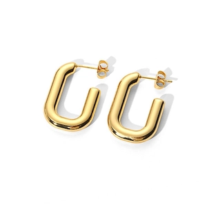 Minimalist golden U-shaped stainless steel earrings for women with a sleek polished finish