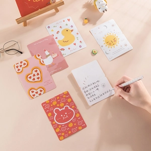 Kawaii cartoon greeting cards featuring cute animal illustrations and birthday wishes