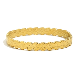 Bracciale rigido in acciaio inossidabile placcato oro 18K con motivi floreali a rose
