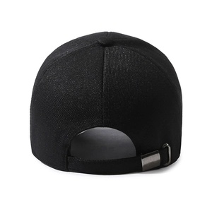 Casquette de baseball classique en coton noir pour hommes avec boucle métallique réglable