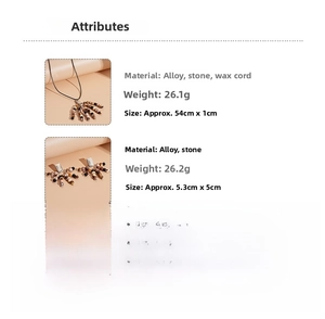 Detailed size and material specs for ethnic stone beaded necklace and earring set