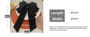 Size chart showing long ribbon bow hair clip dimensions 25x45cm with detail measurements