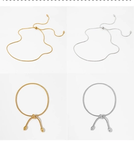 Adjustable snake chain bracelets in gold and silver finish with sliding bead closure