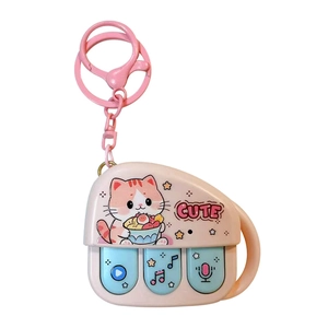 Mini porte-clés jouet musical enregistreur rose avec chat mignon