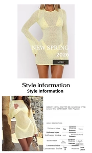 Détails de la robe de plage jaune en crochet montrant la texture et les paramètres de coupe