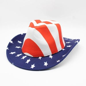 Cappello da cowboy bandiera americana con strisce rosse e bianche e tesa a stelle