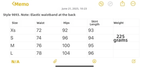 Guide des tailles pour ensemble à carreaux brodé avec mesures de taille et hanches XS-L