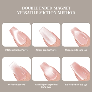 Dual-head nail magnet tool creating cat eye effects like glass beads and gradients