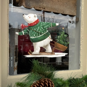 Christmas Window Sticker Static Cling Decal Cute Polar Bear Sleigh Pattern Removable PVC For Glass Home Holiday Decor