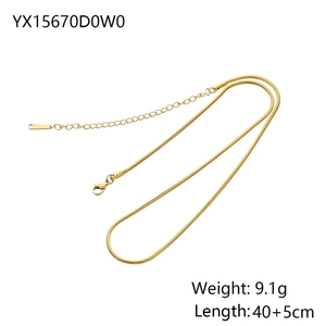 Detail of 40cm golden snake bone chain necklace weighing 9.1g with lobster clasp closure