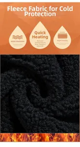 Detailed macro view of high-density black fleece fabric with thermal lock warmth technology