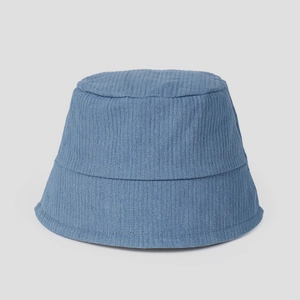 Striped Denim Bucket Hat Cotton Foldable Sun Protection Casual Retro Fisherman Cap For Women