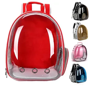 Transparent capsule pet backpack with breathable design in five vibrant colors