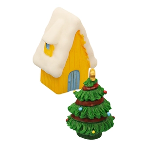 Miniature snowy house model and Christmas tree set for DIY dollhouse desktop decoration