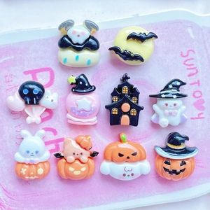 Set of 11 Halloween resin charms including pumpkins and ghosts for DIY crafts