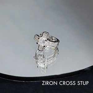Hypoallergenic cross stud earrings with sparkling pavé cubic zirconia for men and women