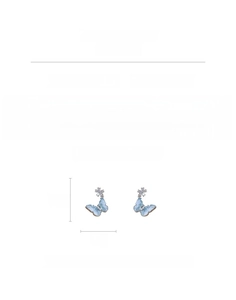 Detailed size chart showing blue butterfly crystal earrings dimensions 3.1cm by 2cm